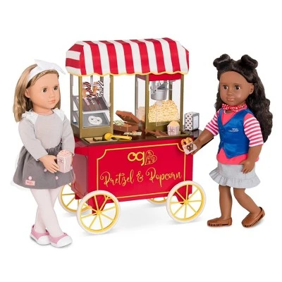 Our Generation Retro Pretzel & Popcorn Play Food Stand for 18" Dolls - Poppin' Plenty Snack Cart 4 Our Generation Retro Pretzel & Popcorn Play Food Stand for 18" Dolls - Poppin' Plenty Snack Cart - Image 2